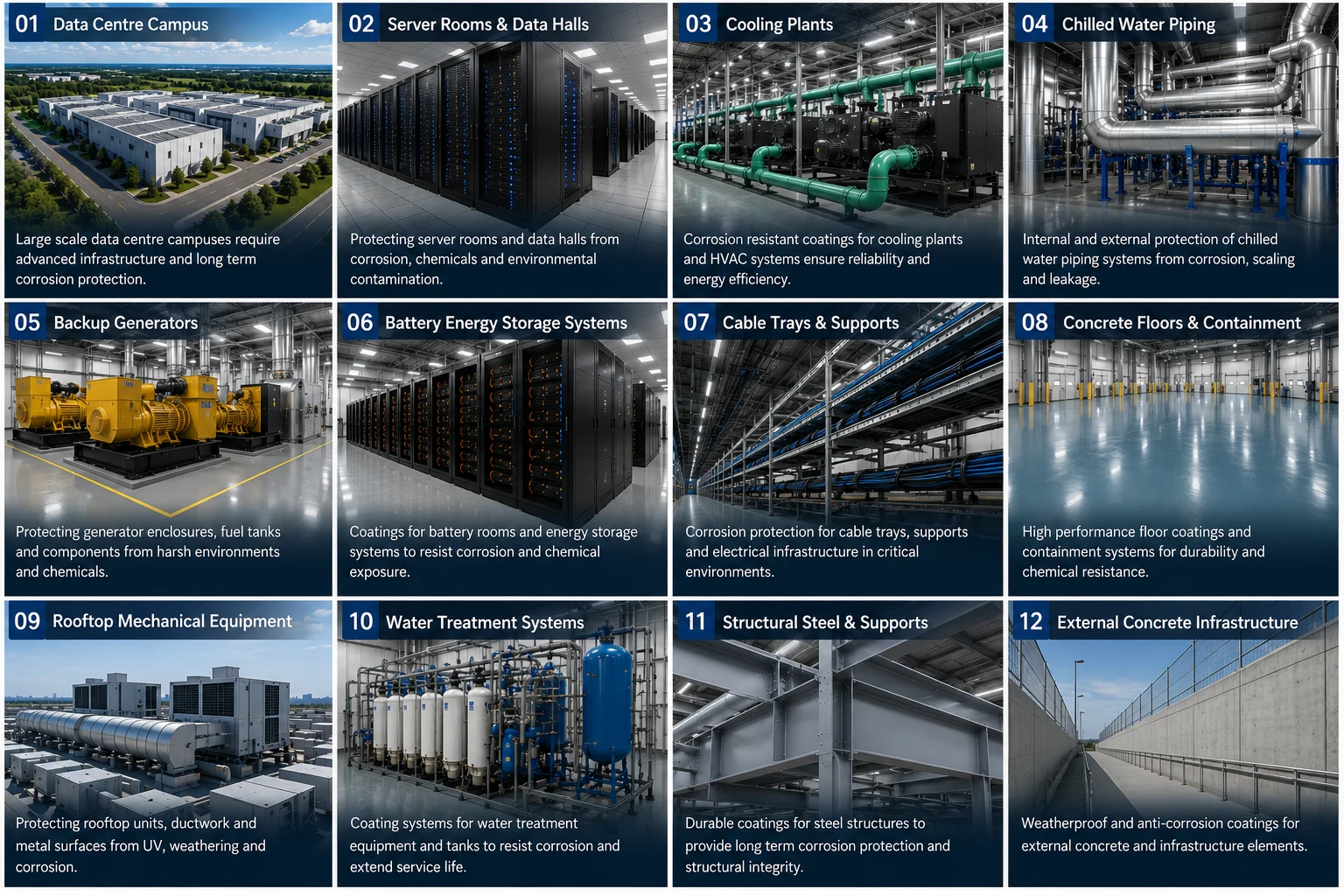 Twelve AI data centre protective coating applications
